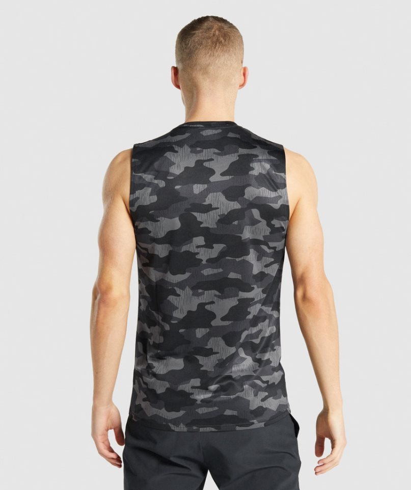 Men's Gymshark Arrival Sleeveless T-Shirts Camo | CA D1065N